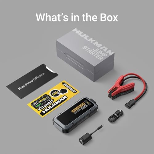 Hulkman Alpha85 Space Gray 2000A 74Wh Smart Jump Starter 12V Portable Car Battery Booster with 3 3 Display USB C Power Pack 5 Mode Flashlight Jumper Cables for up to 8 5L Gas/6 0L Diesel