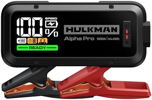 Hulkman Alpha85 Space Gray 2000A 74Wh Smart Jump Starter 12V Portable Car Battery Booster with 3 3 Display USB C Power Pack 5 Mode Flashlight Jumper Cables for up to 8 5L Gas/6 0L Diesel