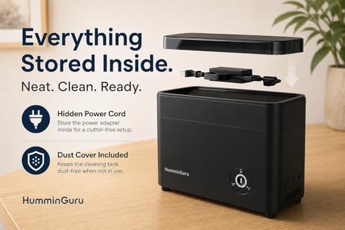 HumminGuru Ultrasonic Vinyl Record Cleaner  40kHz Ultrasonic Vinyl Record Cleaning Machine with Auto Drying  Vinyl Record Cleaner Kit with Filters  1Y Warranty  HG01 7/10/12 Inch 