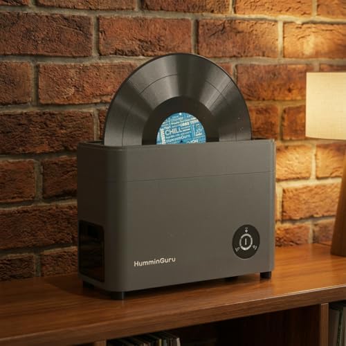 HumminGuru Ultrasonic Vinyl Record Cleaner  40kHz Ultrasonic Vinyl Record Cleaning Machine with Auto Drying  Vinyl Record Cleaner Kit with Filters  1Y Warranty  HG01 7/10/12 Inch 