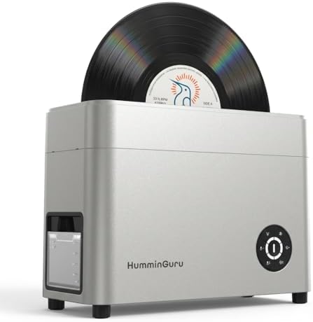 HumminGuru Ultrasonic Vinyl Record Cleaner  40kHz Ultrasonic Vinyl Record Cleaning Machine with Auto Drying  Vinyl Record Cleaner Kit with Filters  1Y Warranty  HG01 7/10/12 Inch 