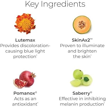 Hush & Hush Brighten  Vitamin C Supplement for Even Skin Tone  with Saberry  Lutemax  Antioxidants & Botanical Extracts  Supports Radiant Looking Skin  Vegan Non GMO  60 Capsules