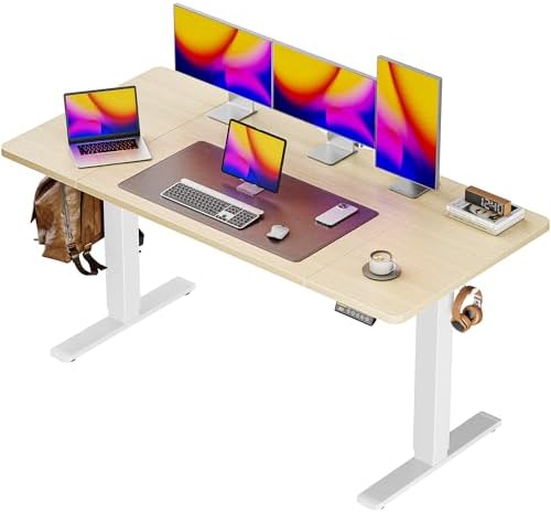 Huuger 71 x 30 Large Electric Standing Desk  Height Adjustable Computer Desk  29 5 Deep Desktop  Stand up Gaming Office Table with 2 Hooks  3 Preset Heights  for Home Office  Rustic Brown