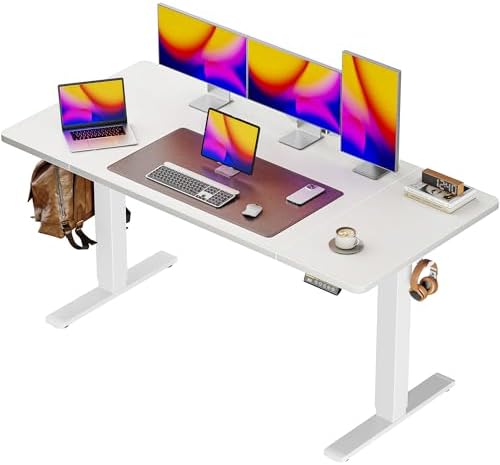 Huuger 71 x 30 Large Electric Standing Desk  Height Adjustable Computer Desk  29 5 Deep Desktop  Stand up Gaming Office Table with 2 Hooks  3 Preset Heights  for Home Office  Rustic Brown