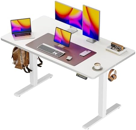 Huuger 71 x 30 Large Electric Standing Desk  Height Adjustable Computer Desk  29 5 Deep Desktop  Stand up Gaming Office Table with 2 Hooks  3 Preset Heights  for Home Office  Rustic Brown
