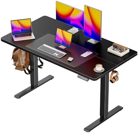 Huuger 71 x 30 Large Electric Standing Desk  Height Adjustable Computer Desk  29 5 Deep Desktop  Stand up Gaming Office Table with 2 Hooks  3 Preset Heights  for Home Office  Rustic Brown
