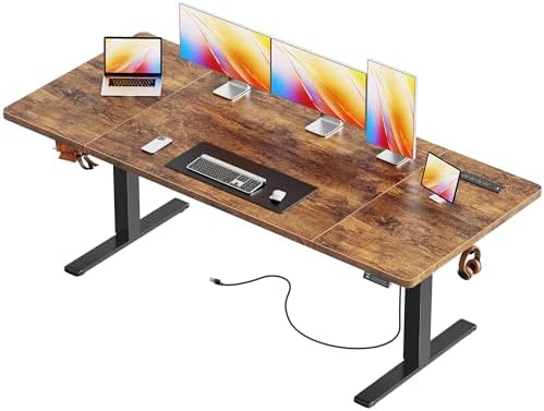 Huuger Electric Standing Desk with Power Outlets and USB C Port  47 X 24 Inch Height Adjustable Desk  Sit Stand Desk for Home Office  Computer & Gaming Desk with 4 Presets  Stable Steel Frame  Black
