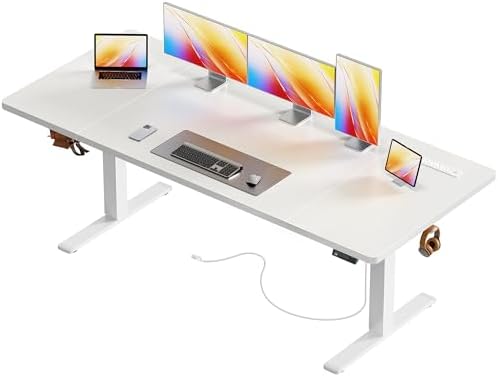 Huuger Electric Standing Desk with Power Outlets and USB C Port  47 X 24 Inch Height Adjustable Desk  Sit Stand Desk for Home Office  Computer & Gaming Desk with 4 Presets  Stable Steel Frame  Black
