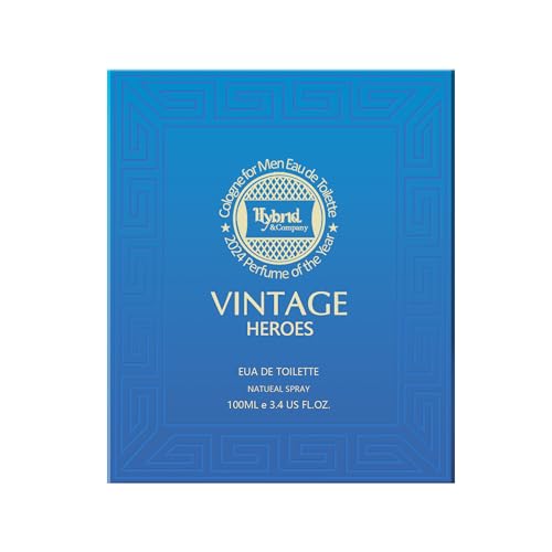 Hybrid & Company Vintage Heroes Parfum for Men Mint Geranium Vanilla Cologne  Long Lasting Concentrated Luxury fragrance  3 4 Fl Oz/100 Ml