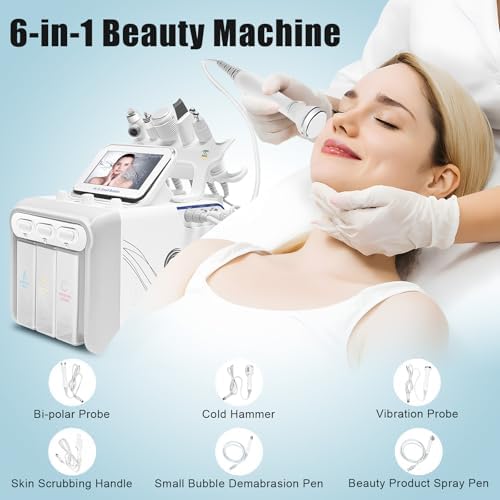 Hydrogen Oxygen Facial Machine  6 in1 Professional Facial Care Device  for Improving the Quality of Skin and Face Skin Care in Household Salon  Personal Home Use  Dorm  Ideal Gift for Friends