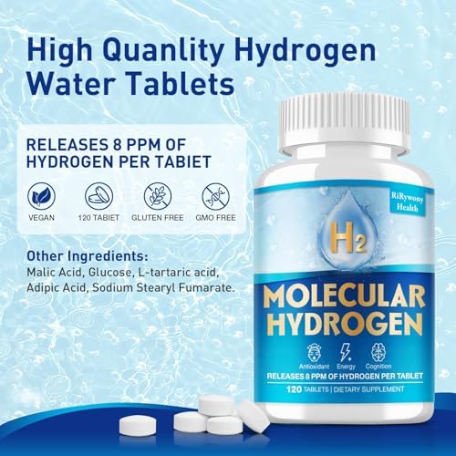 Hydrogen Water Tablets & Hydrogen Tablets  H2 Molecular Hydrogen for Drinking Water with Magnesium  12 PPM Supplements for Mental Clarity  Cognitive Function and Energy  120 Counts