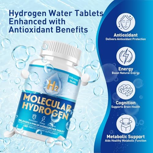 Hydrogen Water Tablets & Hydrogen Tablets  H2 Molecular Hydrogen for Drinking Water with Magnesium  12 PPM Supplements for Mental Clarity  Cognitive Function and Energy  120 Counts