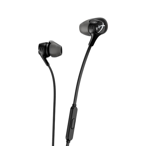 HyperX Cloud Earbuds II   14mm Drivers  Four Eartips  Hard Shell Carrying Case  Low Profile 90  Plug  3 5mm Plug  Built in Microphone  Multi Function Button  PC  Mobile  Nintendo Switch   Black