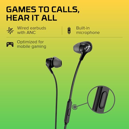 HyperX Cloud Earbuds II   14mm Drivers  Four Eartips  Hard Shell Carrying Case  Low Profile 90  Plug  3 5mm Plug  Built in Microphone  Multi Function Button  PC  Mobile  Nintendo Switch   Black