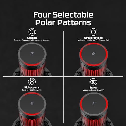 HyperX QuadCast 2   USB Microphone for Gaming  Streaming and Podcasting  with On Board Controls  LED Lighting  Removable Shock Mount  PC  Mac  PS5  PS4  USB C   Black