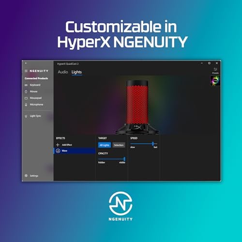 HyperX QuadCast 2   USB Microphone for Gaming  Streaming and Podcasting  with On Board Controls  LED Lighting  Removable Shock Mount  PC  Mac  PS5  PS4  USB C   Black