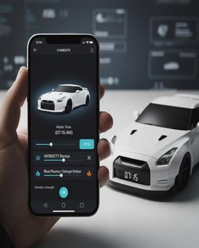 Hypercar Alarm Clock  Realistic Engine & Light Effects  Sports Car Ornament with Realistic Engine Sounds and Dynamic Flame Effects  Sports Car Alarm Clock with Crystal Clear LED Display Screen B