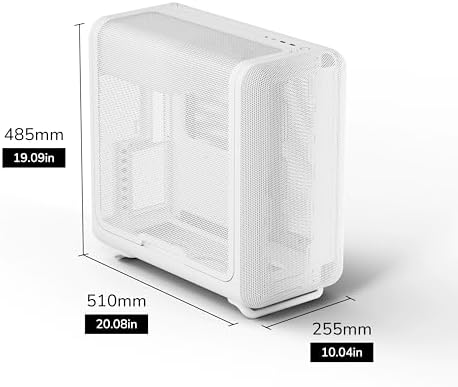 Hyte X50 Air   Modern Performance ATX Mid Tower Gaming PC Case   Optimized High Airflow Chassis   Curved Micro Mesh Side Panel with Sturdy Stamped Steel Front Panel   Snow White