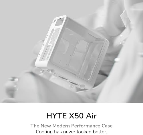 Hyte X50 Air   Modern Performance ATX Mid Tower Gaming PC Case   Optimized High Airflow Chassis   Curved Micro Mesh Side Panel with Sturdy Stamped Steel Front Panel   Snow White