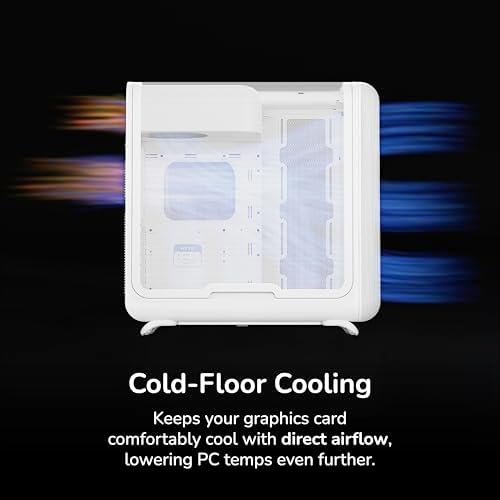 Hyte X50 Air   Modern Performance ATX Mid Tower Gaming PC Case   Optimized High Airflow Chassis   Curved Micro Mesh Side Panel with Sturdy Stamped Steel Front Panel   Snow White