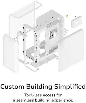 Hyte X50 Air   Modern Performance ATX Mid Tower Gaming PC Case   Optimized High Airflow Chassis   Curved Micro Mesh Side Panel with Sturdy Stamped Steel Front Panel   Snow White