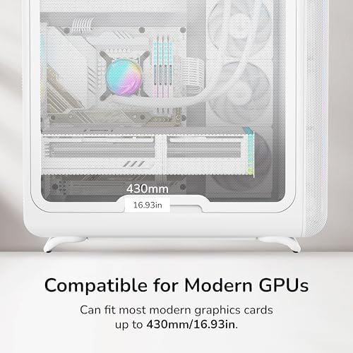 Hyte X50 Air   Modern Performance ATX Mid Tower Gaming PC Case   Optimized High Airflow Chassis   Curved Micro Mesh Side Panel with Sturdy Stamped Steel Front Panel   Snow White
