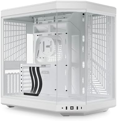 Hyte Y70 Modern Aesthetic Gaming PC Case   Panoramic Glass   High Airflow Design   Cable Management   Dual Chamber ATX Mid Tower Chassis   10 Fan Capacity   Luxury PCIe 4 0 Riser Cable   Snow White