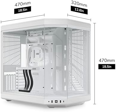 Hyte Y70 Modern Aesthetic Gaming PC Case   Panoramic Glass   High Airflow Design   Cable Management   Dual Chamber ATX Mid Tower Chassis   10 Fan Capacity   Luxury PCIe 4 0 Riser Cable   Snow White