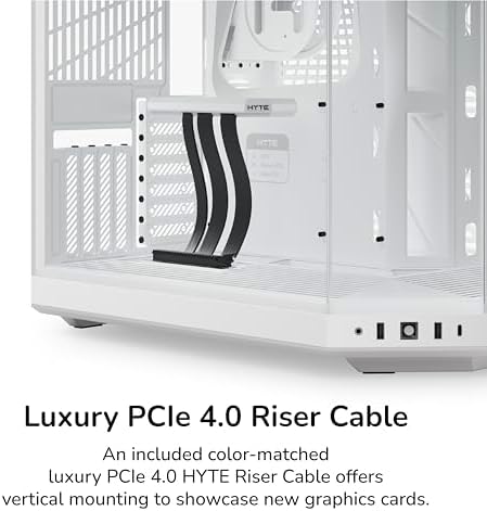Hyte Y70 Modern Aesthetic Gaming PC Case   Panoramic Glass   High Airflow Design   Cable Management   Dual Chamber ATX Mid Tower Chassis   10 Fan Capacity   Luxury PCIe 4 0 Riser Cable   Snow White