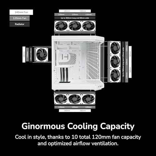 Hyte Y70 Modern Aesthetic Gaming PC Case   Panoramic Glass   High Airflow Design   Cable Management   Dual Chamber ATX Mid Tower Chassis   10 Fan Capacity   Luxury PCIe 4 0 Riser Cable   Snow White
