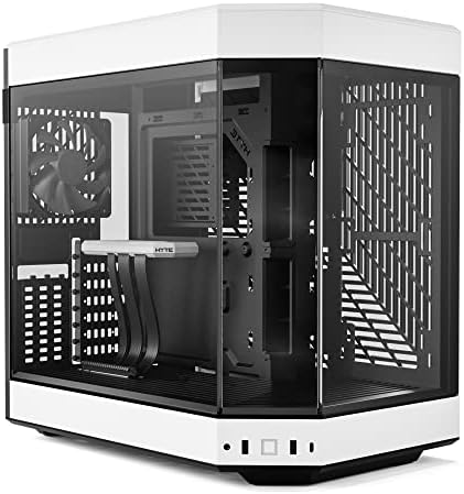 Hyte Y70 Modern Aesthetic Gaming PC Case   Panoramic Glass   High Airflow Design   Cable Management   Dual Chamber ATX Mid Tower Chassis   10 Fan Capacity   Luxury PCIe 4 0 Riser Cable   Snow White