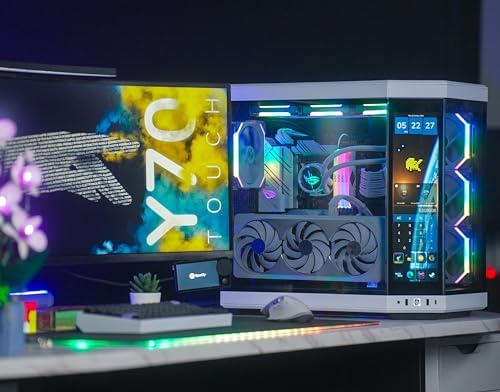 Hyte Y70 Touch Infinite Dual Chamber ATX Mid Tower Modern Aesthetic Case with Integrated 2 5K LCD Touchscreen   Panda/White