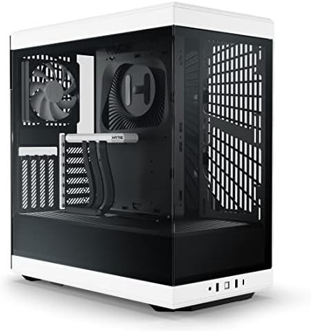 Hyte Y70 Upgraded Modern Aesthetic Dual Chamber Panoramic Tempered Glass Mid Tower ATX Computer Gaming Case with PCIE 4 0 Riser Cable Included  White  CS HYTE Y70 BW 