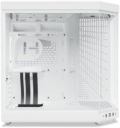 Hyte Y70 Upgraded Modern Aesthetic Dual Chamber Panoramic Tempered Glass Mid Tower ATX Computer Gaming Case with PCIE 4 0 Riser Cable Included  White  CS HYTE Y70 BW 