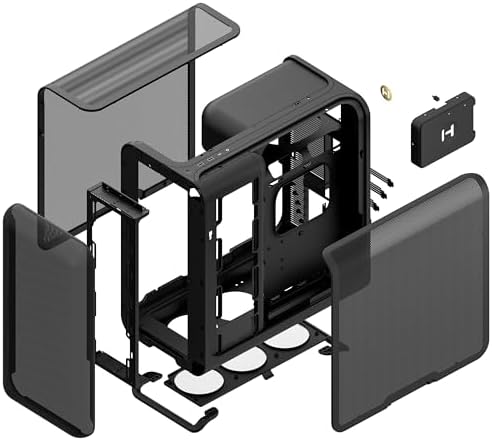 Hyte Y70 Upgraded Modern Aesthetic Dual Chamber Panoramic Tempered Glass Mid Tower ATX Computer Gaming Case with PCIE 4 0 Riser Cable Included  White  CS HYTE Y70 BW 