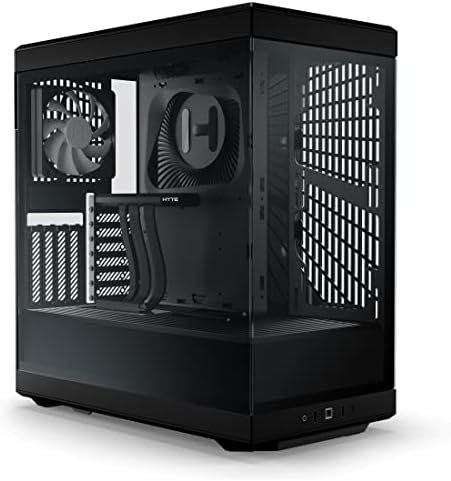 Hyte Y70 Upgraded Modern Aesthetic Dual Chamber Panoramic Tempered Glass Mid Tower ATX Computer Gaming Case with PCIE 4 0 Riser Cable Included  Black  CS HYTE Y70 B 
