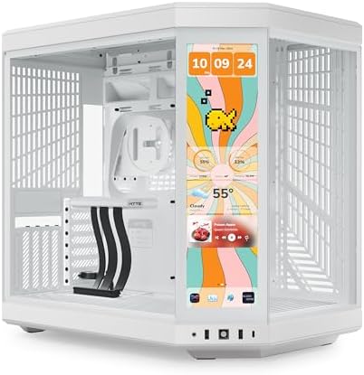 Hyte Y70 Upgraded Modern Aesthetic Dual Chamber Panoramic Tempered Glass Mid Tower ATX Computer Gaming Case with PCIE 4 0 Riser Cable Included  Black  CS HYTE Y70 B 