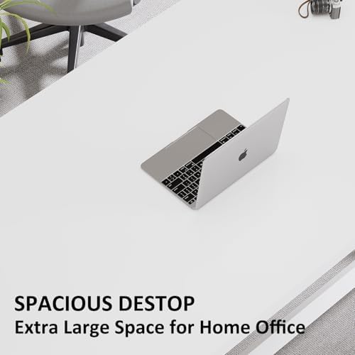 IBF Modern White Computer Desk  Industrial Long Home Office Desk for Student  Large Metal Wood Writing Study Work Desks  Farmhouse Executive Gaming Computer Table for Bedroom Living Room  White  60 In