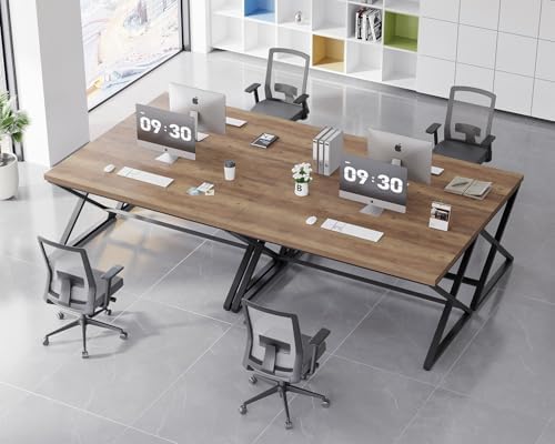 IBF Rustic Computer Desk  Modern Metal Home Office Desk  Farmhouse Work Study Writing Desk in Bedroom  Minimalist Wood Laptop Executive Workstation Computer PC Gaming Table  Rustic Oak  55 in