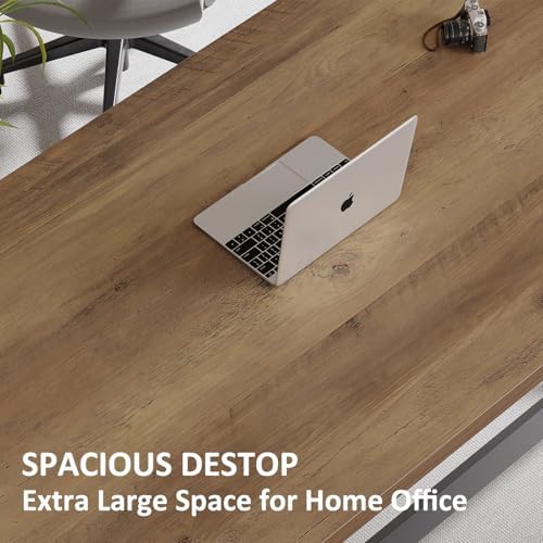 IBF Rustic Office Desk Table  Industrial Long Wood Computer Desk for Home Office  Modern Large Wide Simple Pc Gaming Workstation Executive Writing Desks Big Table for Work Study  Rustic Oak  60 Inch