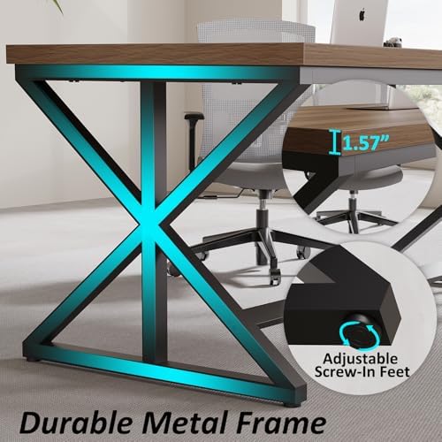 IBF Rustic Office Desk Table  Industrial Long Wood Computer Desk for Home Office  Modern Large Wide Simple Pc Gaming Workstation Executive Writing Desks Big Table for Work Study  Rustic Oak  60 Inch