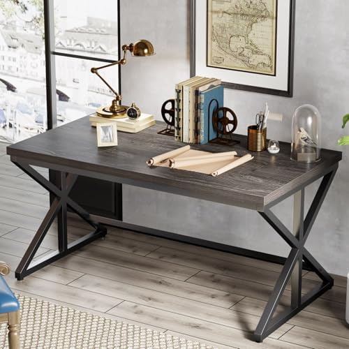 IBF Rustic Office Desk Table  Industrial Long Wood Computer Desk for Home Office  Modern Large Wide Simple Pc Gaming Workstation Executive Writing Desks Big Table for Work Study  Rustic Oak  60 Inch