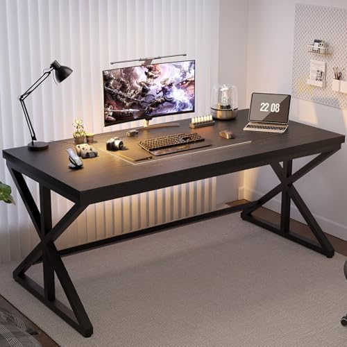 IBF Rustic Office Desk Table  Industrial Long Wood Computer Desk for Home Office  Modern Large Wide Simple Pc Gaming Workstation Executive Writing Desks Big Table for Work Study  Rustic Oak  60 Inch