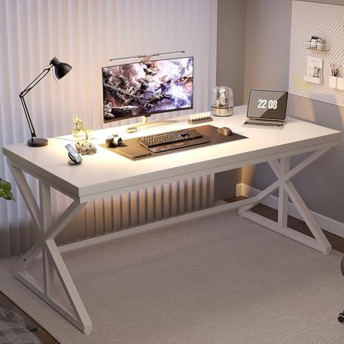 IBF Rustic Office Desk Table  Industrial Long Wood Computer Desk for Home Office  Modern Large Wide Simple Pc Gaming Workstation Executive Writing Desks Big Table for Work Study  Rustic Oak  60 Inch