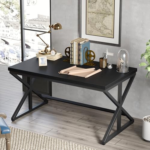 IBF Rustic Office Desk Table  Industrial Long Wood Computer Desk for Home Office  Modern Large Wide Simple Pc Gaming Workstation Executive Writing Desks Big Table for Work Study  Rustic Oak  60 Inch