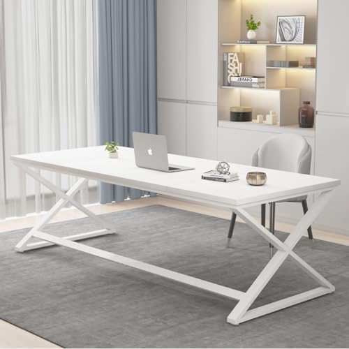 IBF Wood Large Computer Desk  70 8  Long Home Office Desk for Two Person  Farmhouse Work Study Writing Table in Bedroom  Simple Wide Metal Executive Double PC Gaming Workstation  Rustic Oak