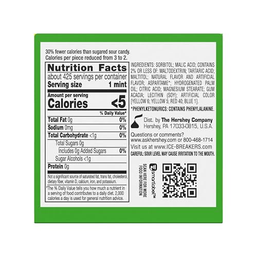 ICE BREAKERS Sours - Latas de mentas sin azúcar con sabor a fruta surtida, 1.5 onzas (8 unidades)