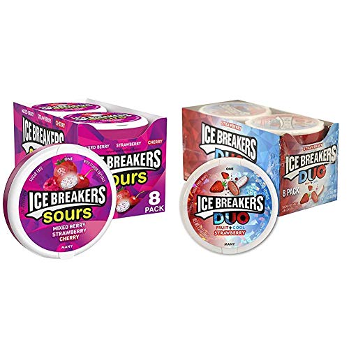 ICE BREAKERS Sours - Latas de mentas sin azúcar con sabor a fruta surtida, 1.5 onzas (8 unidades)