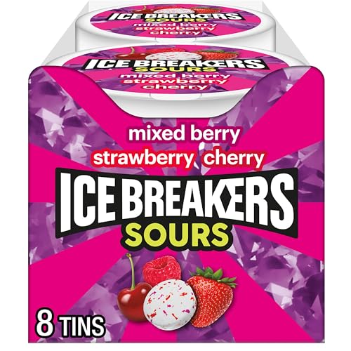 ICE BREAKERS Sours - Latas de mentas sin azúcar con sabor a fruta surtida, 1.5 onzas (8 unidades)