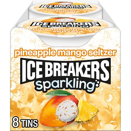 ICE BREAKERS Sparkling Pineapple Mango Seltzer Sugar Free Mints Tins  1 5 oz  8 Count